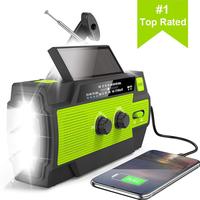 Multifunctional 4000mAh Large Capacity Emergency Crank Radio, Solar Powered Hand Crank Radio with Flashlight & Motion-sensor,...