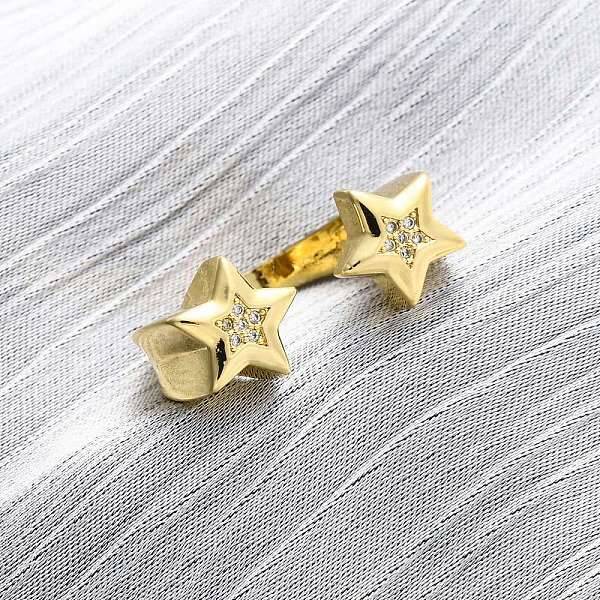 Brass Micro Pave Cubic Zirconia Adjustable Cuff Rings for Women