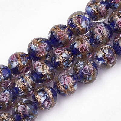 Handmade Gold Sand Lampwork Beads