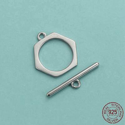 Anti-Tarnish Rhodium Plated 925 Sterling Silver Toggle Clasps