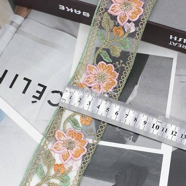 15 Yards Polyester Embroidery Flower Ribbon