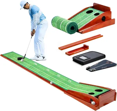 Putting Green Indoor - Rengue Golf Putting Mat with Putting Tutor Aid, Indoor Putting Greens for Home, Featuring Auto-Ball Re...