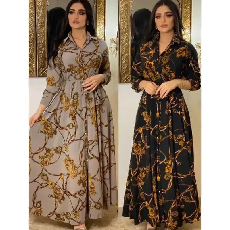 Muslim Abaya Dress Women Ramadan Print Shirt Dresses Autumn  Turkey Islamic Vestidos Elegant India Moroccan Kaftan Arab 2025 ...