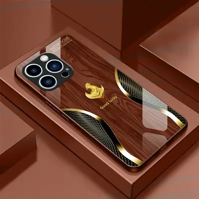 Wood Grain Design Tempered Glass Phone Case for iPhone 11, 12, 13, 14, 15, 16 Plus, Pro and Promax with Camera Protection, An...