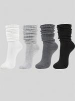 Women's Solid Color Over The Calf Socks, Fashion Casual Cozy Breathable Pile Socks for Daily Outdoor Wear, Women Socks for A...