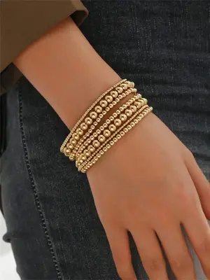 Women's Simple Style Plain Color Beaded Bracelet (1 Set), Fashion Jewelry for Party, Daily Clothing Decor, Trendy All-match &...