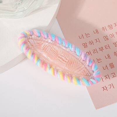 Oval Cellulose Acetate & Woolen Yarn Alligator Hair Clips