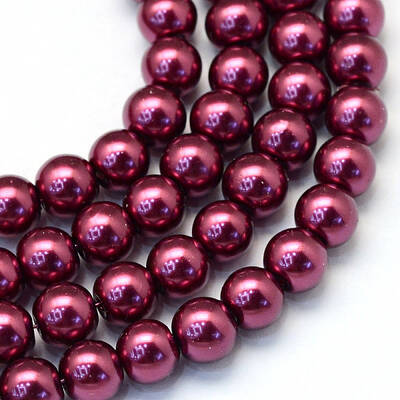 Baking Painted Pearlized Glass Pearl Round Bead Strands
