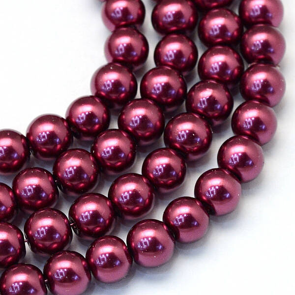 Baking Painted Pearlized Glass Pearl Round Bead Strands