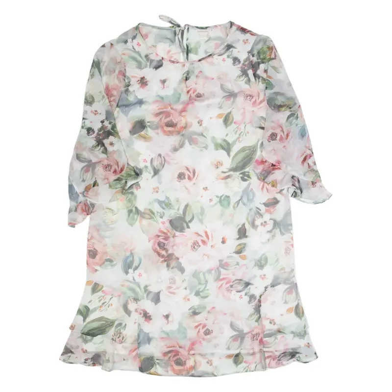 MONSOON Womens Day Dress Cream Floral Knee Length UK 18