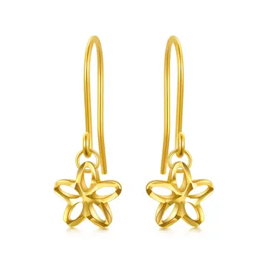 18K Gold Peach Blossom Drop Earrings
