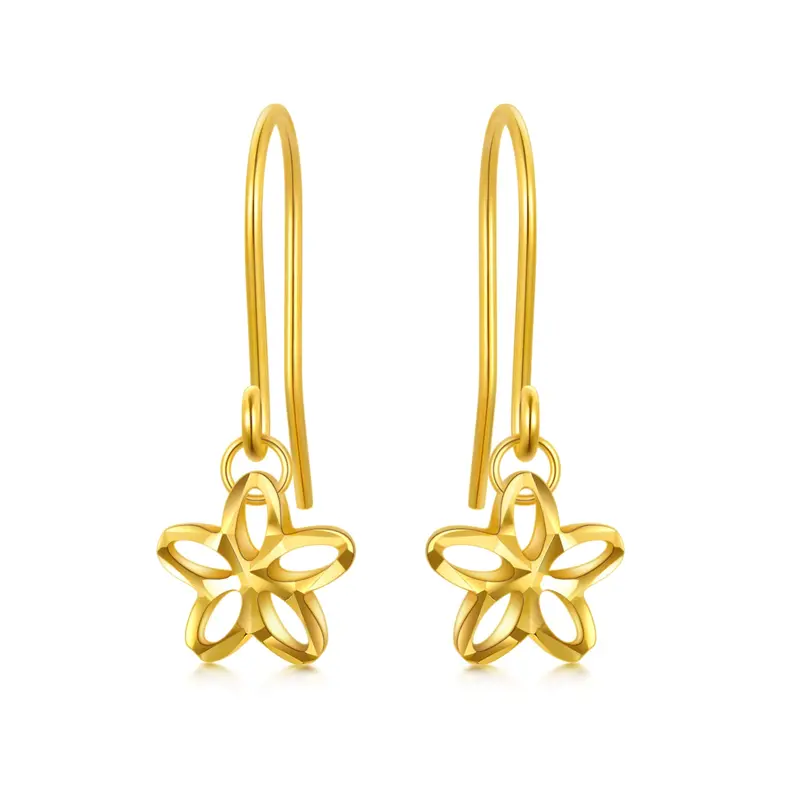 18K Gold Peach Blossom Drop Earrings