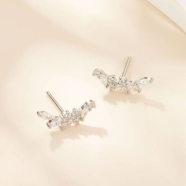 Sterling Sliver Micro Pave Cubic Zirconia Stud Earrings
