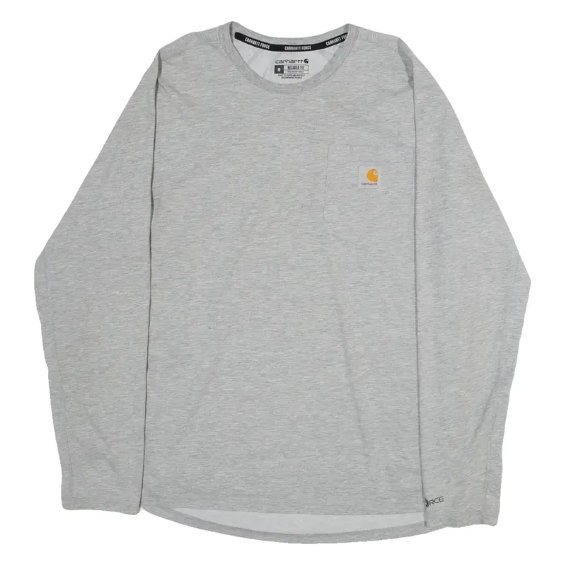 CARHARTT Relaxed Fit Mens T-Shirt Grey Long Sleeve M