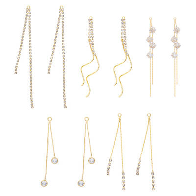 10Pcs 5 Styles Brass Chain Tassel Big Pendants