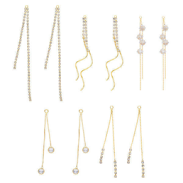 10Pcs 5 Styles Brass Chain Tassel Big Pendants