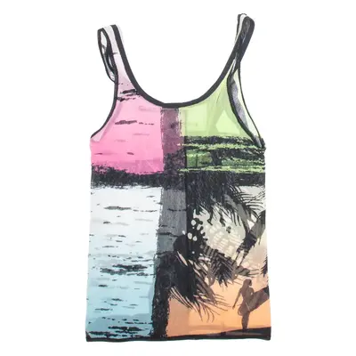 Womens Printed Vest Black Sleeveless Viscose Crazy Pattern S