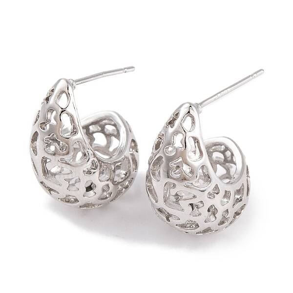 Rack Plating Hollow Teardrop Brass Earrings