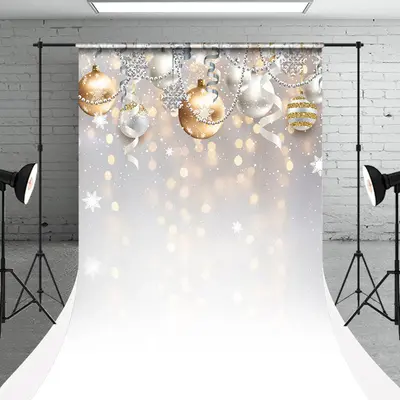 White Bokeh Ball Christmas Photo Sweep Backdrop - Aperturee