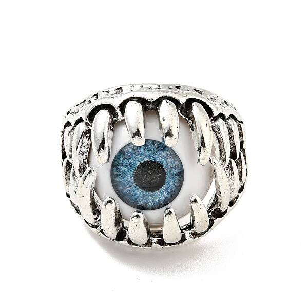 Claw with Evil Eye Resin Open Cuff Ring