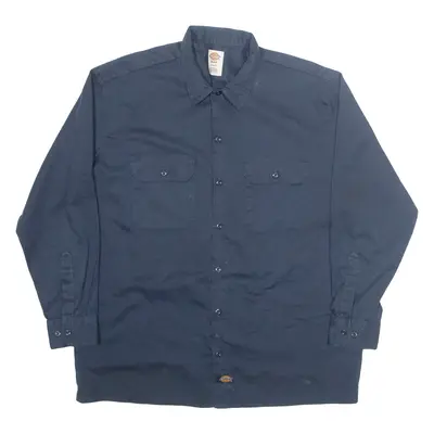 DICKIES FLEX Mens Worker Shirt Blue Long Sleeve L