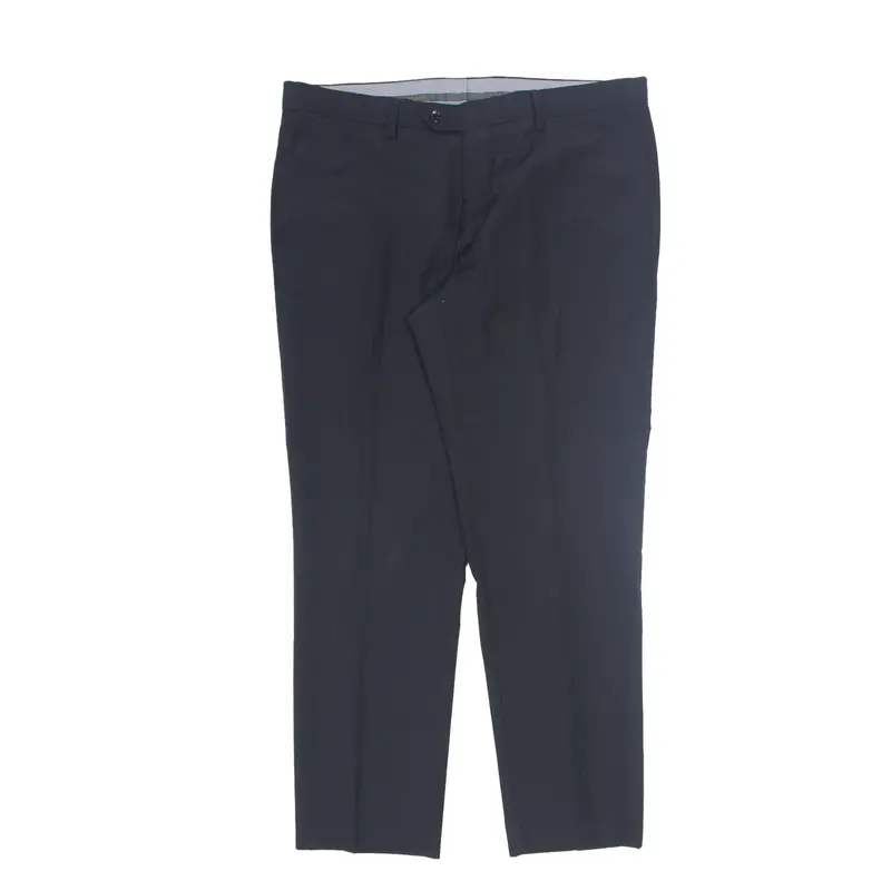 JOHN BARRITT Chino Trousers Black Regular Tapered Wool Womens W36 L30