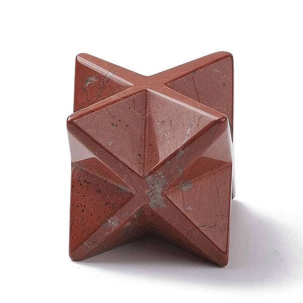Natural Red Jasper Sculpture Healing Crystal Merkaba Star Ornament