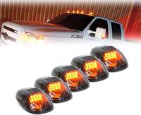 Black Smoked Lens 12 LEDs Cab Clearance Light 5 Pcs Roof Top Marker Running Lights Kit for Ford Dodge Ram Trucks SUV POV Pick...