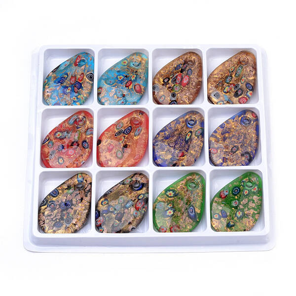 Handmade Gold Sand Lampwork Big Pendants