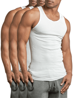 3 Pack Men's Solid 100% Cotton Tank Top A Shirt S-3XL Basic Underwear Daily Wear Classic Fit Regular Plus Big & Tall Size, Ba...