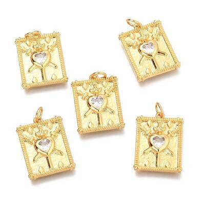 Brass Micro Pave Clear Cubic Zirconia Pendants