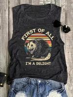 Women's Letter Print Round Neck Tank Top, Casual Sleeveless Top for Daily Wear, Ladies Clothes for All Seasons