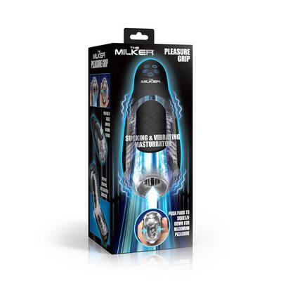 Pleasure Grip Sucking and Vibrating Masturbator - Black