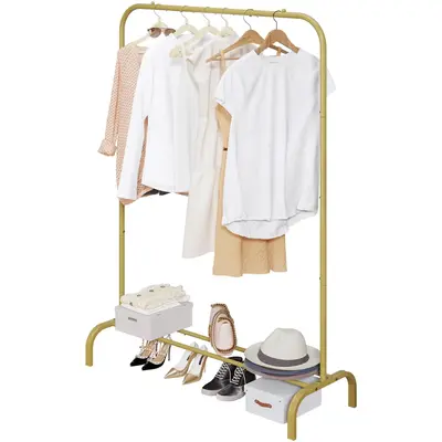 Metal Clothes Rack Clothing Rack Drying Hanging Garment Rack Suitable for Living Room, Bedroom, Balcony, Home Office Shoe Lau...