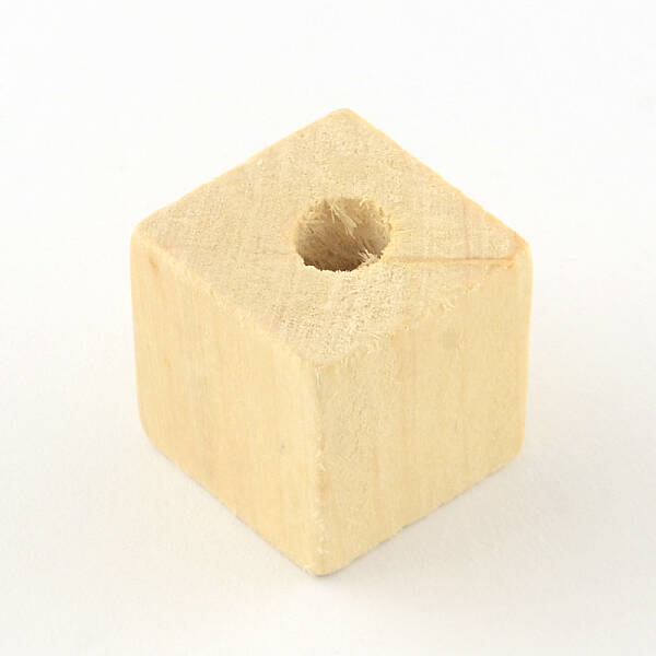 Cube Undyed Natural Wooden Beads