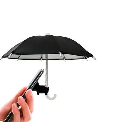 Adjustable Mobile Phone Umbrella Holder, Suction Cup Phone Holder, Mini Simulation Small Umbrella Phone Holder
