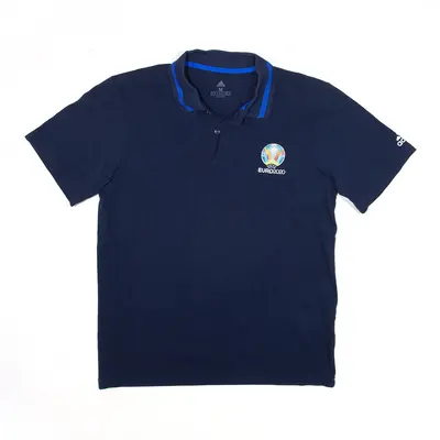 ADIDAS UEFA Euro 2020 Football Sports Blue Short Sleeve Polo Shirt Mens M