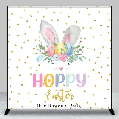 Hoppy Easter Rabbit Ear Custom Birthday Backdrop - Aperturee