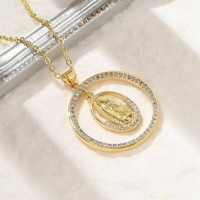 Brass Micro Pave Clear Cubic Zirconia Ring Pendant Necklaces