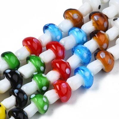 Mushroom Handmade Lampwork Beads Strands