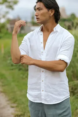 Men's linen shirt Nevada - White | Size: M
