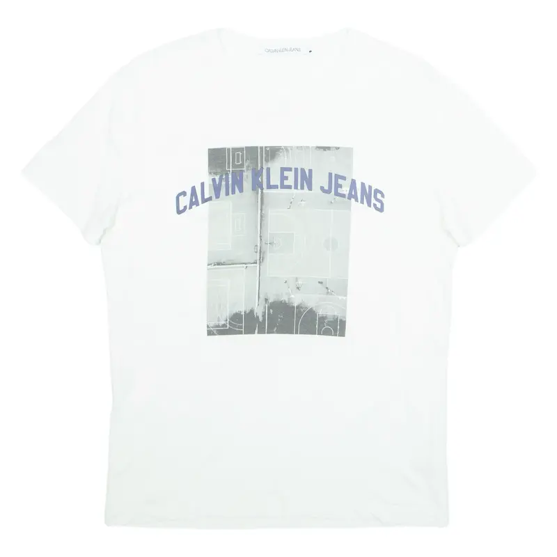CALVIN KLEIN JEANS Basketball Mens T-Shirt White L