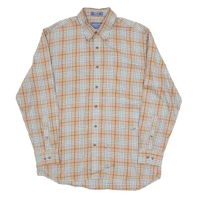 PENDLETON Mens Flannel Shirt Brown Check Long Sleeve L