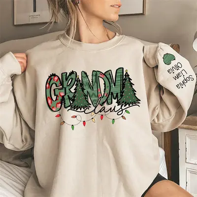 Christmas Tree Claus Custom Grandma Kid Sweatshirt - Aperturee