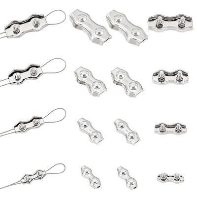16Pcs 4 Style 304 Stainless Steel Double 2-Post Cable Clamp