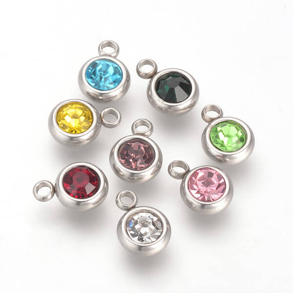 201 Stainless Steel Rhinestone Charms