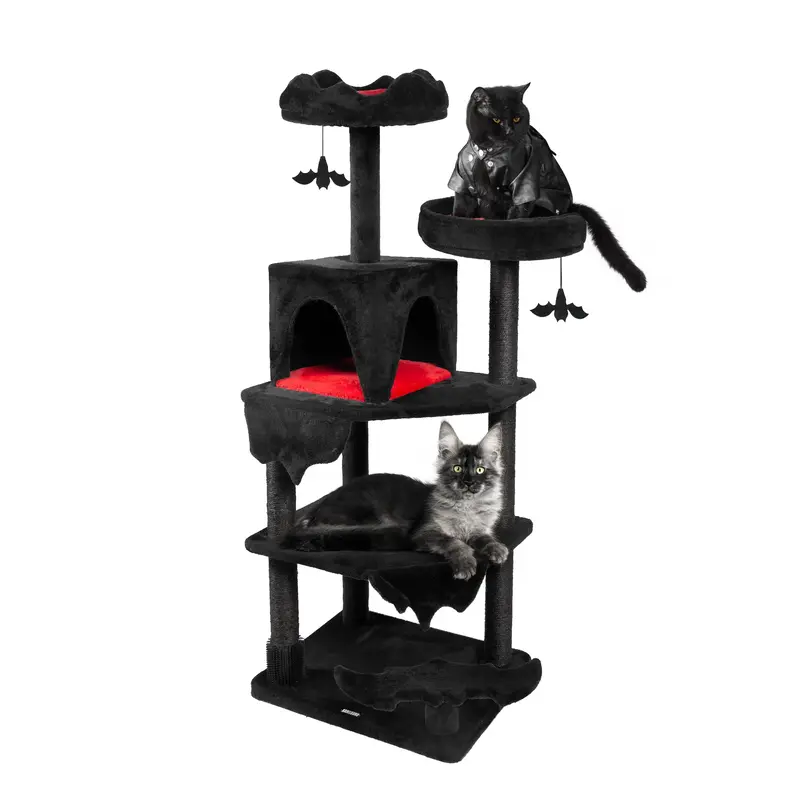 [Springtok] KAMABOKO Gothic Cat Tree (30.3-59) – Multiple Height Options,Cat scratching post, Cat Tree, Cat Tower with ...