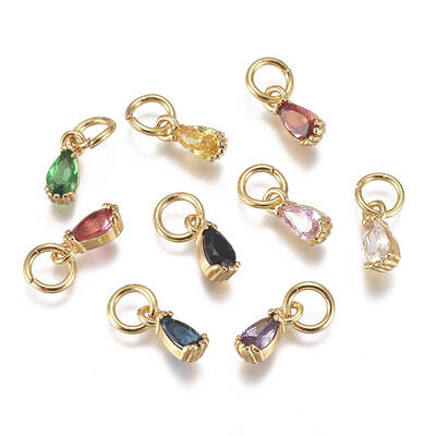 Brass Micro Pave Cubic Zirconia Charms