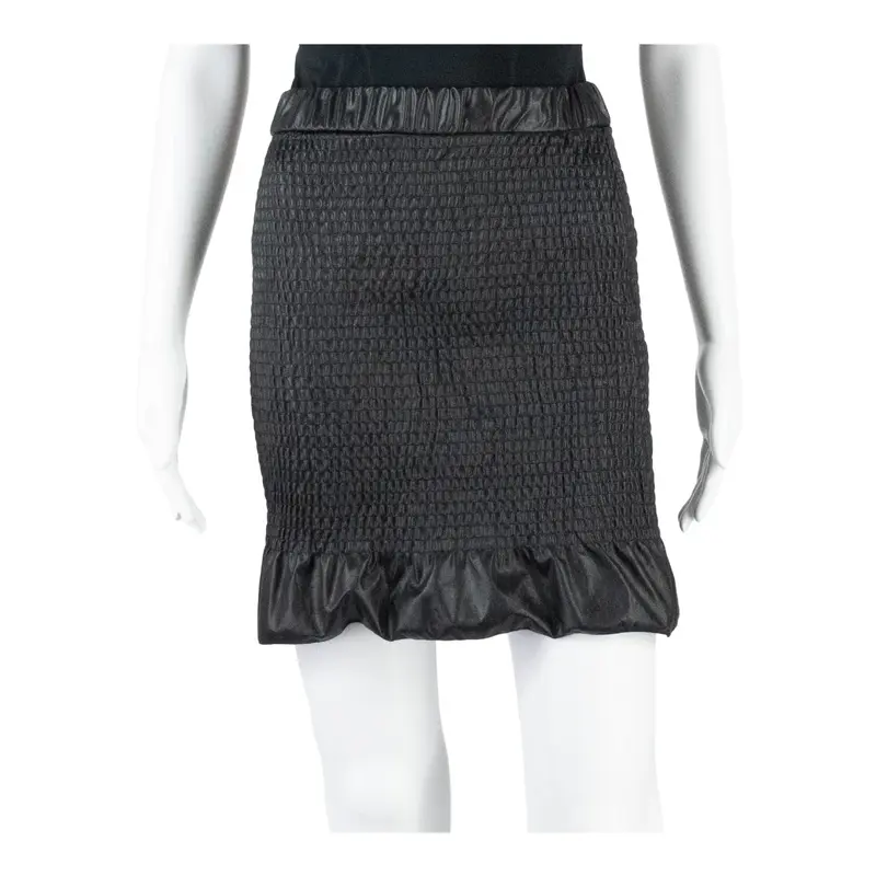 SELECT Faux Leather Stretch Ruched Womens Pencil Skirt Black Short S