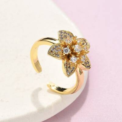 Brass Micro Pave Clear Cubic Zirconia Finger Rings
